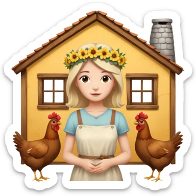 A rustic house with chicken and a hippy life sticker