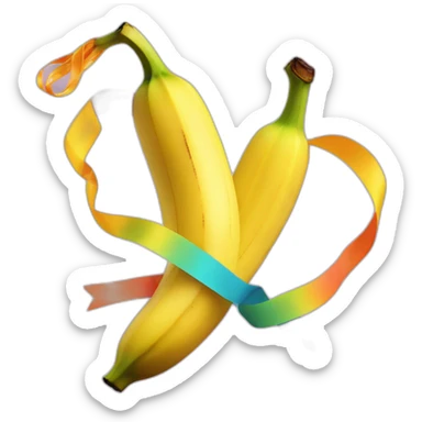 vibrant banana with a colorful ribbon tied around it sticker