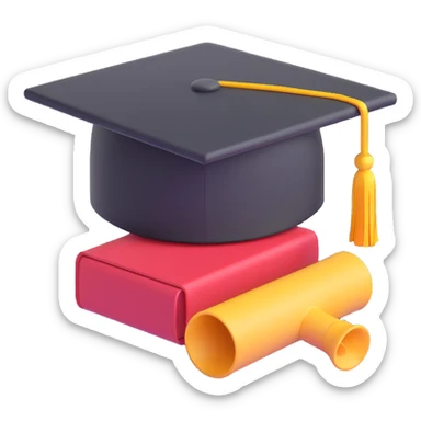 graduation cap and diploma together emoji, 3D Microsoft Fluent style sticker