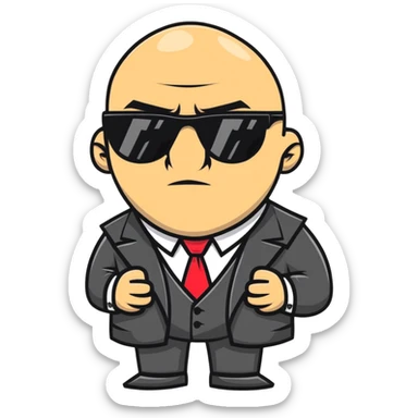 intimidating mafia boss with sunglasses and rings sticker