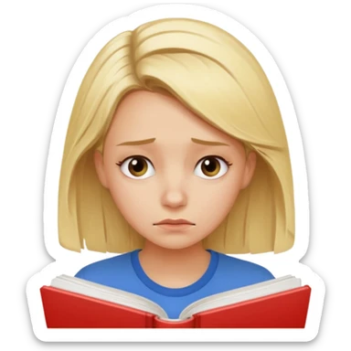 Create a blonde girls that is stressed because of studying. sticker