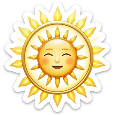 Mystical sun with celestial rays and ethereal 15-minute timer, sparkling light beams sticker