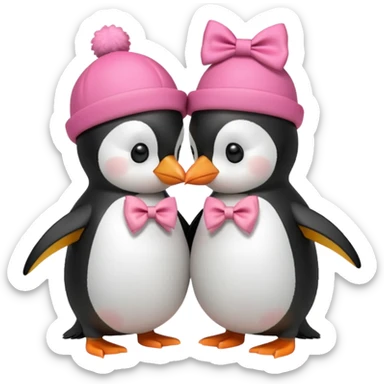 2 pinguini che si danno un bacio.Uno deve avere un fiocchetto rosa in testa ed uno il cappello di luffy di one piece sticker