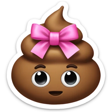 A poop with a pink bow  sticker