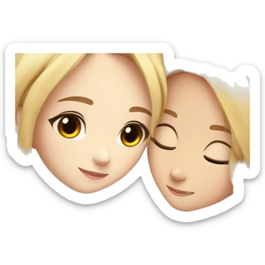 One girl withe brown wavy hair hugging another girl with blonde hair anime  sticker