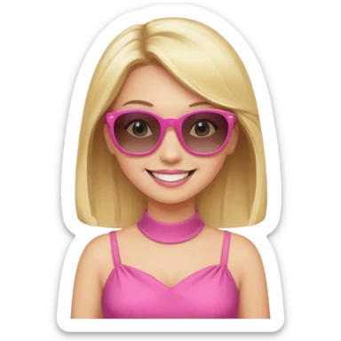 dior women with long blonde hair, pink dress, wear sun glasses sticker