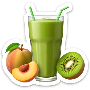 smoothie with peaches and green kiwi sticker