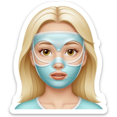 White girl doing skincare white jel mask all over face  sticker