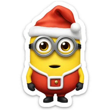 yellow minion with santa hat sticker