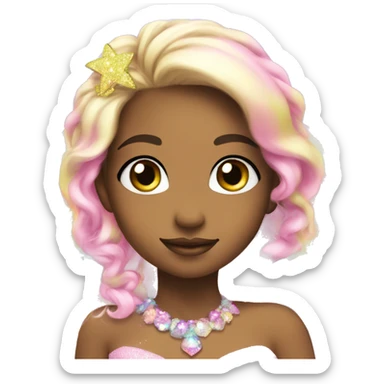 beautiful kawaii princess, rainbow, sparkle  sticker