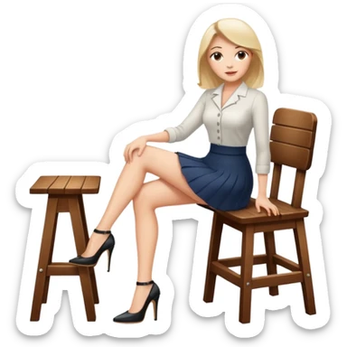 Business woman with short skirt and high heels sitting on chair sticker