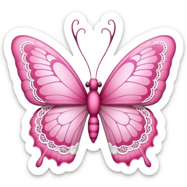 butterfly with pink antlers and lace sticker