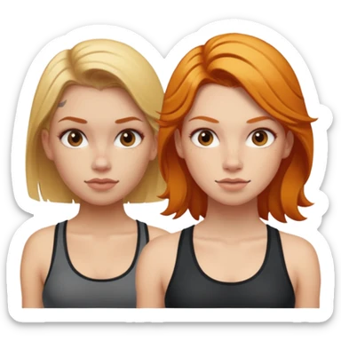 blonde tattoood girl and ginger athleticic girl sticker