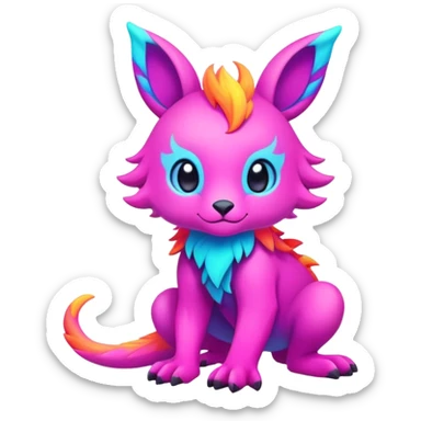 Neon-colored vibrant colorful Cute Fionbri-creature (full body) by Falvie sticker