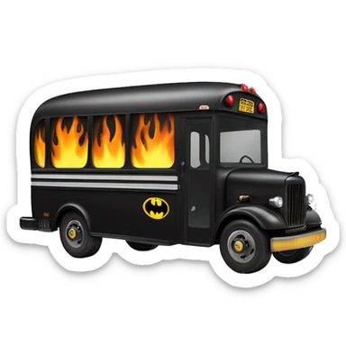 Side view shiny Batman’s black with horizontal hot rod flames 1956 ghost busters accessorized school bus sticker