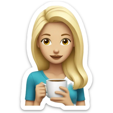 Blonde girl drinking coffee sticker