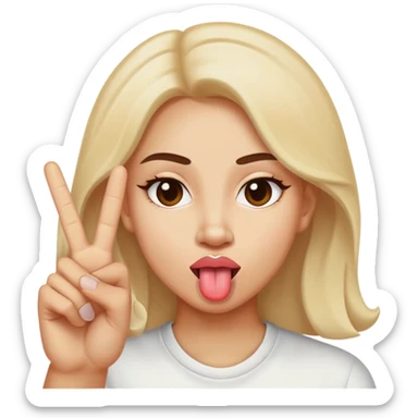 Sticking tongue out peace sign sassy face  sticker
