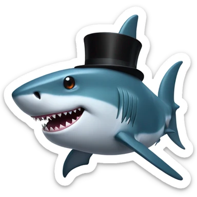 Shark with a top hat sticker