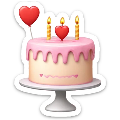 Light Pink heart birthday cake on top says happy birthday sticker