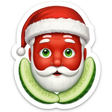 Santa with cucumber slices over his eyes sticker