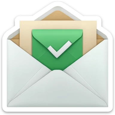 a letter with green checkbox inside the white envelop sticker