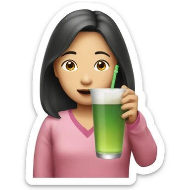Asian girl drinking sticker