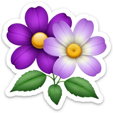 White flower and a purple flower separate  sticker