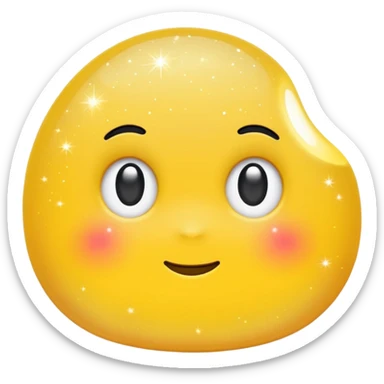 Generate a high-quality 3D cartoon-style emoji of yellow glitter, sparkling effect, smooth gradient colors, rounded and cute appearance, simple white background, high-resolution.
 sticker