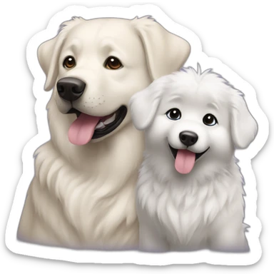 black labrador and samoyed playing sticker