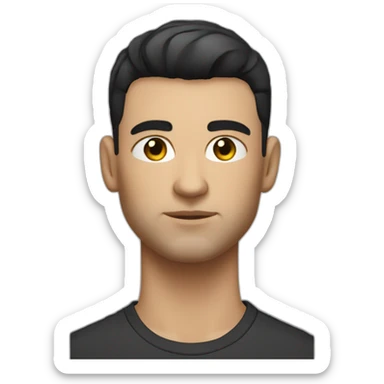 caucasian male mean thug with black short hair in a French Crop style Mid Fade styled down sticker