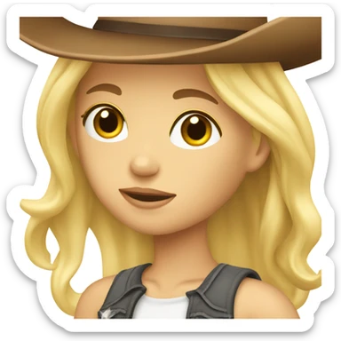 Blonde girl with a cowboy hat  sticker