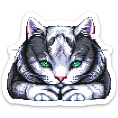 cat covering its face with its paws sticker