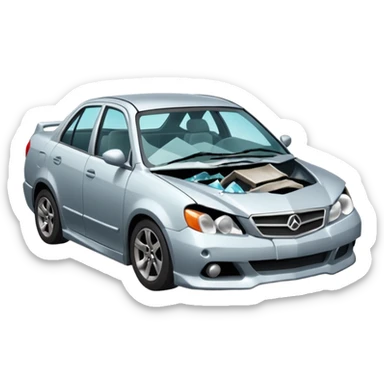 crashed car sticker