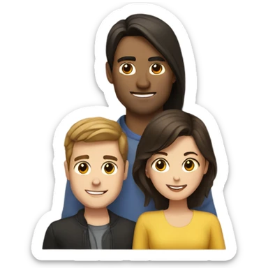 Couple with brunette guy and girl sticker