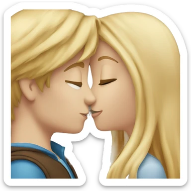 Blonde haired girl kissing brown haired boy sticker