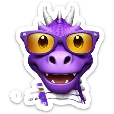 purple dragon with sunglasses and stars and credit card  sticker