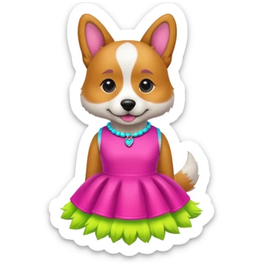 DOG wearring neon fashion dress sticker