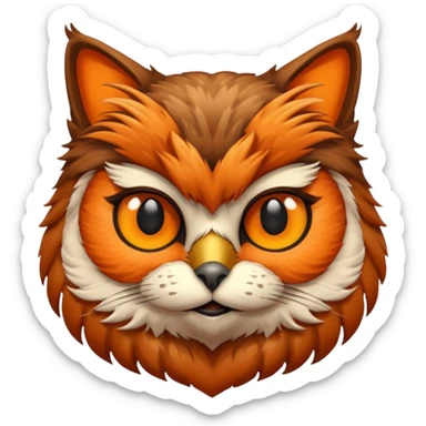 A cat's head and a owls body sticker