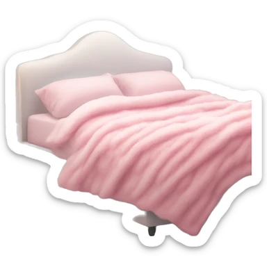 White bed with pink fluffy blanket and pink pillows  sticker