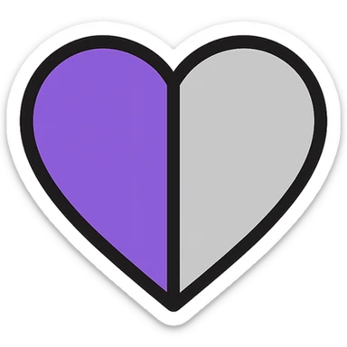 violet and grey heart icon sticker
