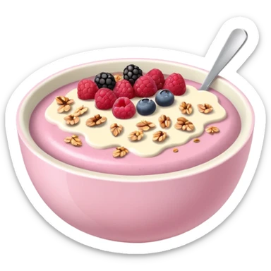 super realistic pastel pink and white smoothie bowl sticker