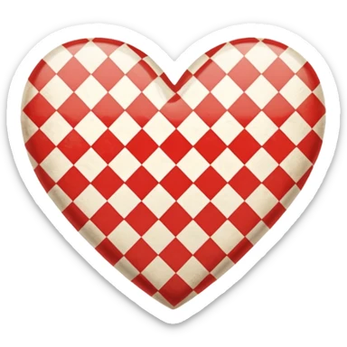 red and white gingham heart vintage  sticker
