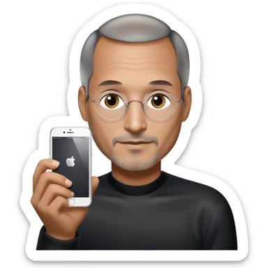 Steve Jobs holding iPhone 6 sticker