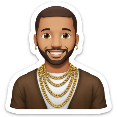 Drake with gold chain necklace  sticker