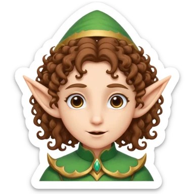curly haired elf sticker