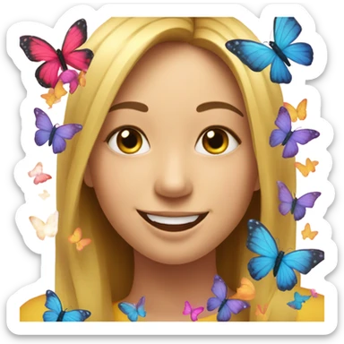 The face with heart emoji but instead of hearts it’s butterflies sticker