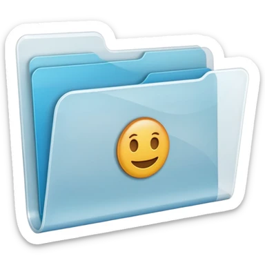 A **simple emoji-style icon** of a **transparent white plastic folder**, minimal and clean, with **rounded corners**, subtle translucency, soft shading, and a **small Choliseo de Puerto Rico arena symbol** on the front.
 sticker