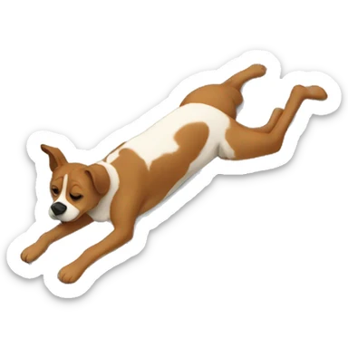 simplistic flattened person lying on ground with dog on top sticker