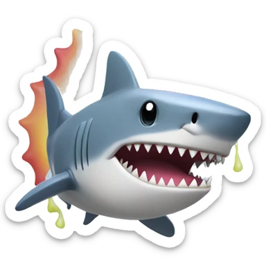 shark with a rainbow mohawk sticker