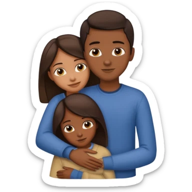 carmel girl with dark brown and tall darkskin boy hugging  sticker